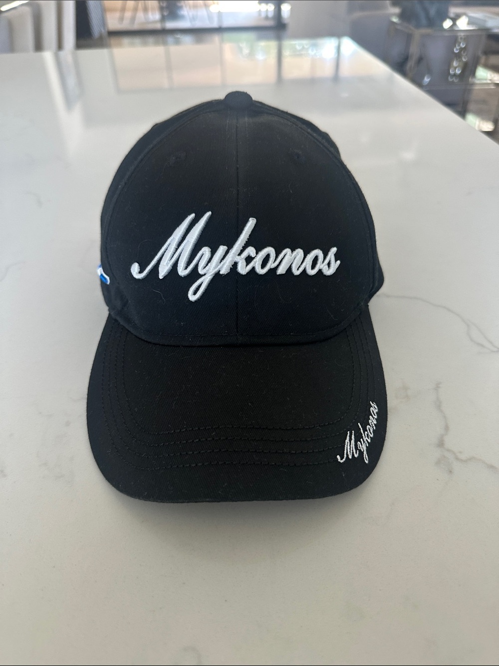 Mykonos Black Embroidered Baseball Cap